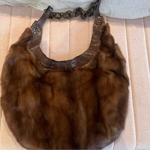 Fox fur hobo bag